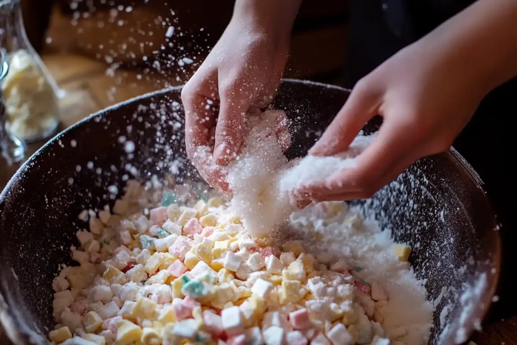 Mixing ingredients for homemade candy